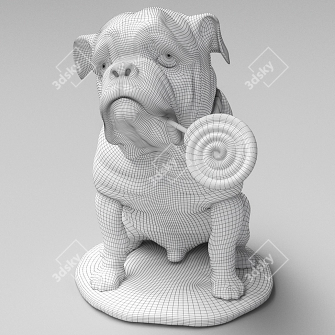 Lladro Ceramic Bulldog with Lollipop Sculpture 3D model image 3