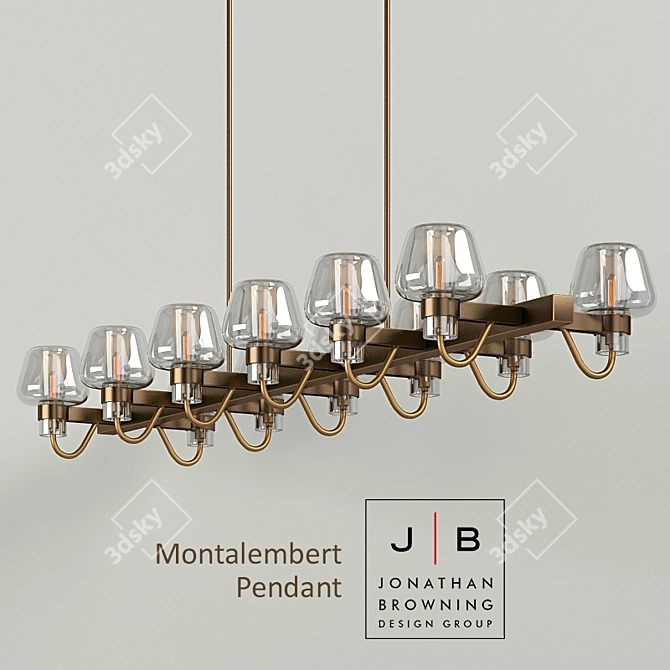 Modern Metal Chandelier & Sconces 3D model image 1
