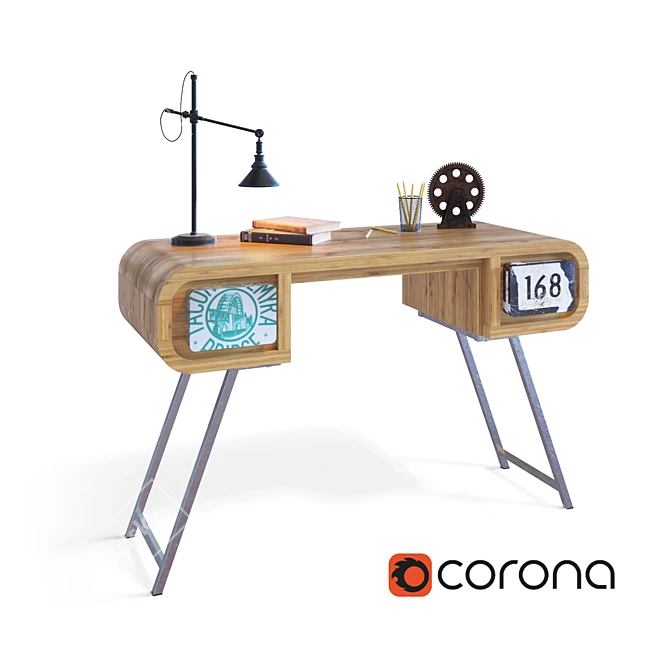 Loft Style Writing Desk 3D model image 1