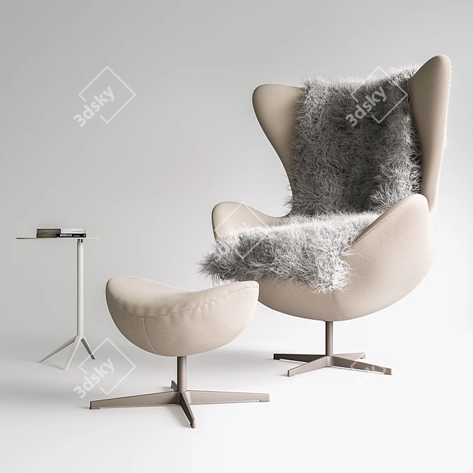 Fritz Hansen Egg Chair Set 3D model image 1