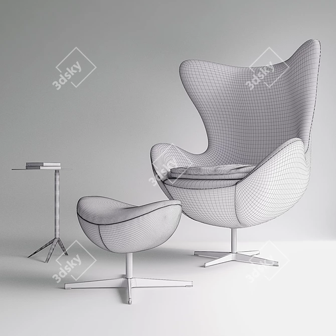 Fritz Hansen Egg Chair Set 3D model image 2