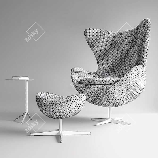 Fritz Hansen Egg Chair Set 3D model image 3