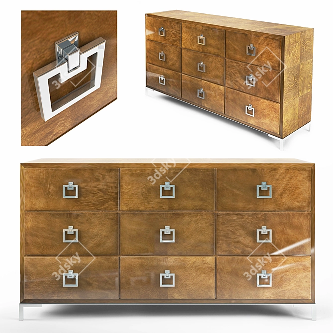 Soho Luxe Dresser & Mirror Combo 3D model image 2