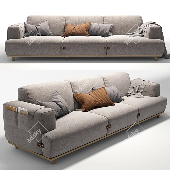 Bosc Duffle 3-Seater Sofa 3D model image 2