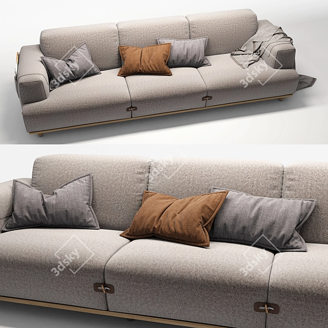 Bosc Duffle 3-Seater Sofa 3D model image 3