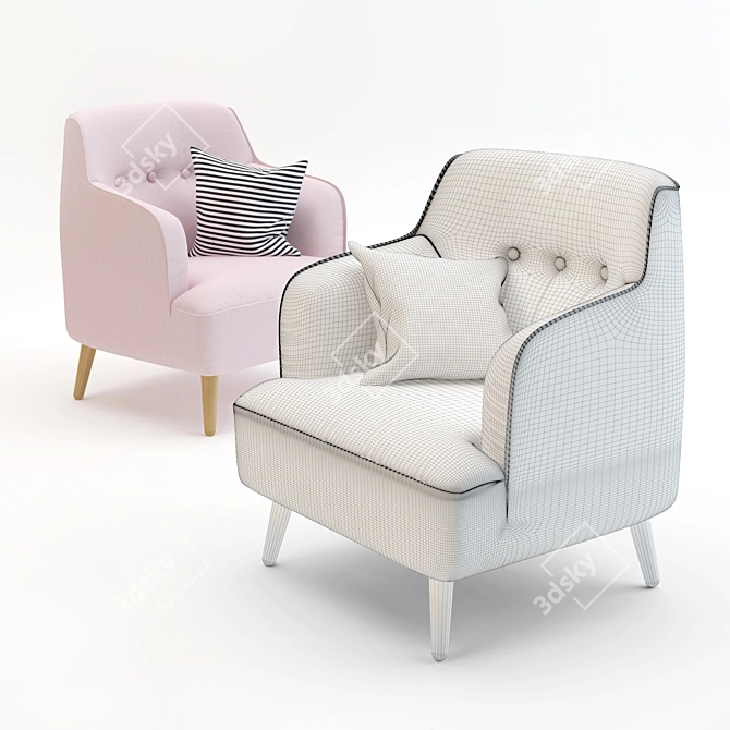 House Doctor Retro Style Armchair 3D model image 2