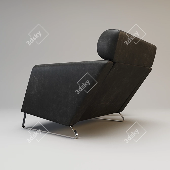 Modern Black Leather Armchair 3D model image 3