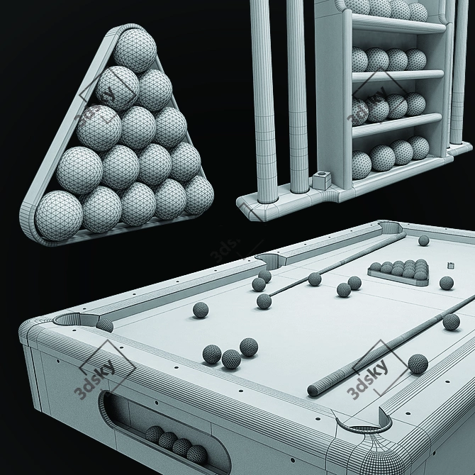 Modern Suite II 8ft Pool Table 3D model image 3