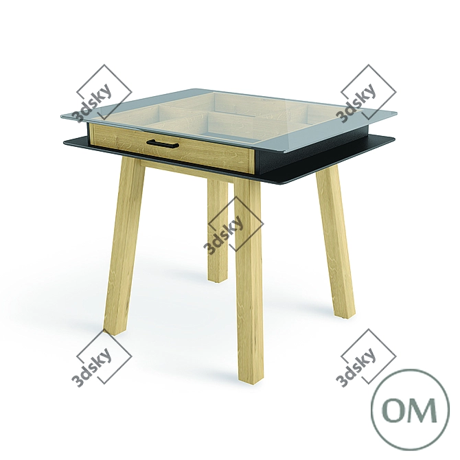 Sleek Square Table with Drawers 3D model image 2