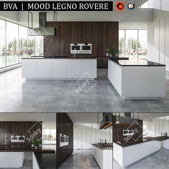 Rustic Oak Kitchen: BVA Mood 3D model image 1