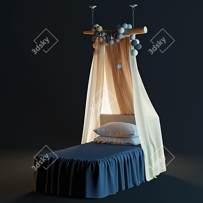 Elegant Canopy Bed 3D model image 1
