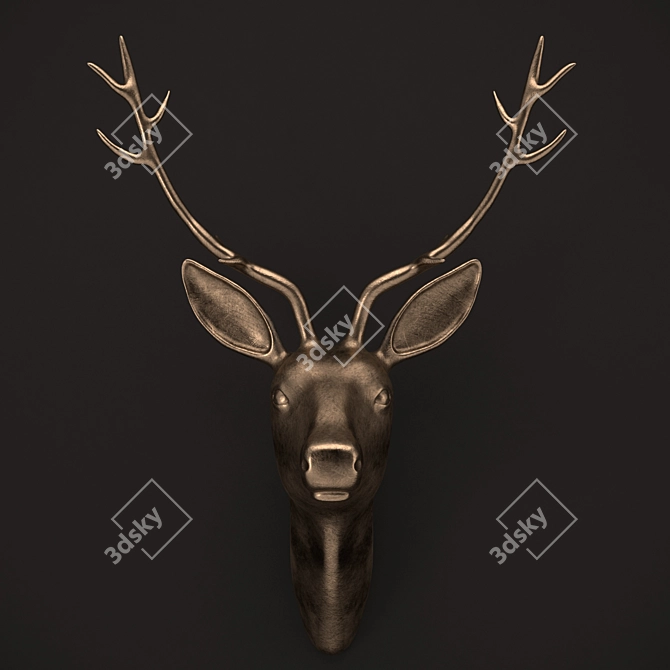 Elegant Deer Head Sculpture 3D model image 1