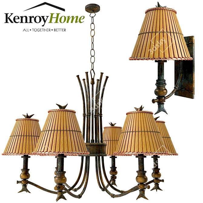 Bamboo Shades Chandelier: Kwai 3D model image 1