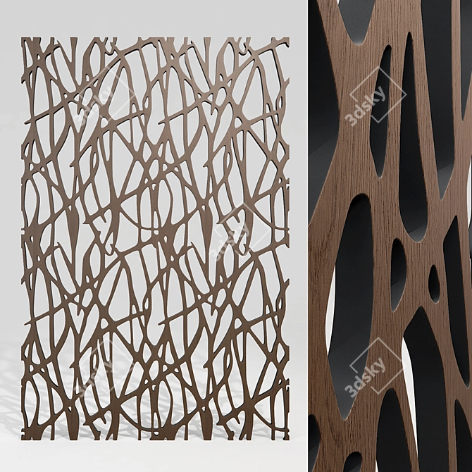 Wooden Decorative Partition: Versatile, Stylish, and Functional 3D model image 1