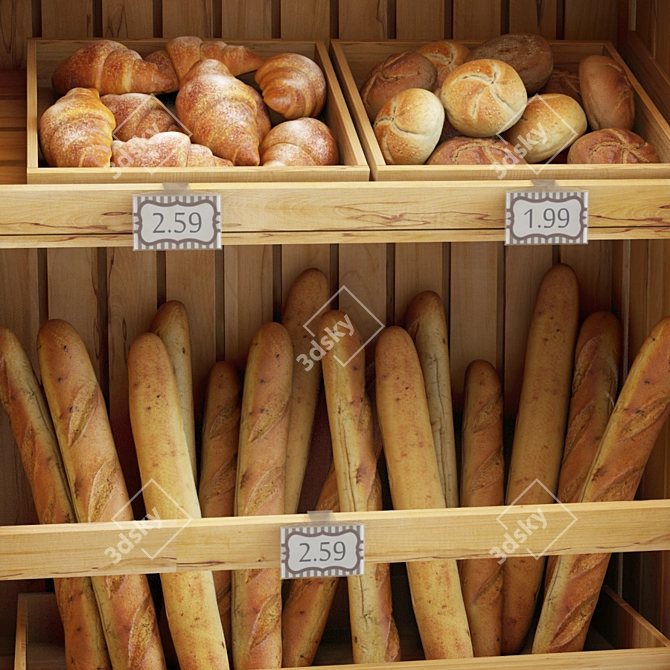 3D Bread Display Stand: Bakery Perfection! 3D model image 3