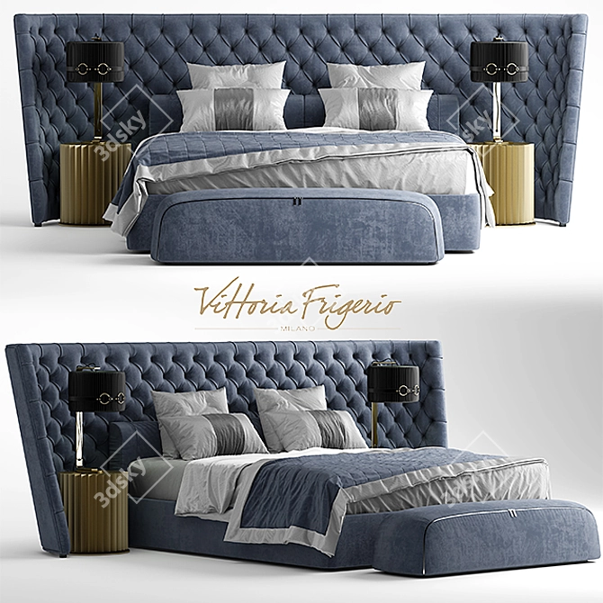 Elegant Medici Large Bed 3D model image 1