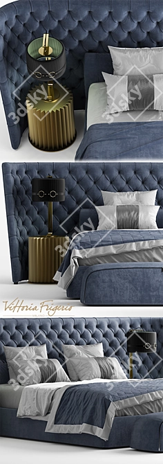 Elegant Medici Large Bed 3D model image 2