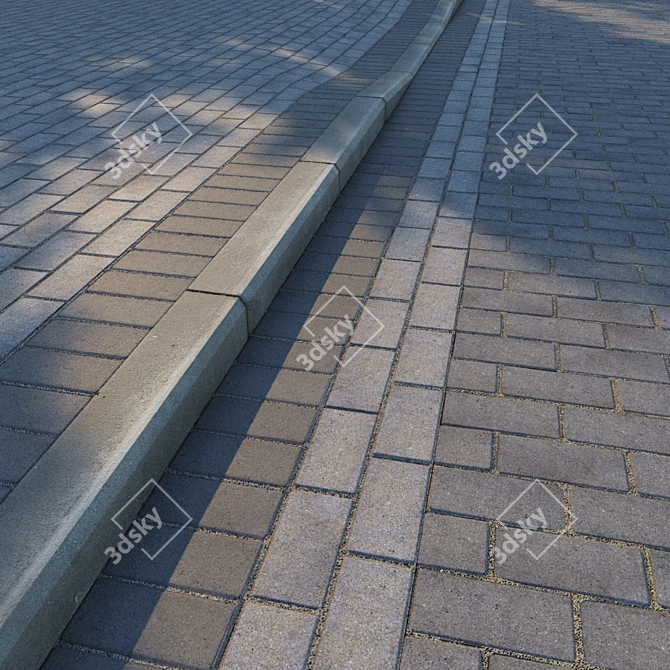 Versatile Paving Slabs & Curb 3D model image 1