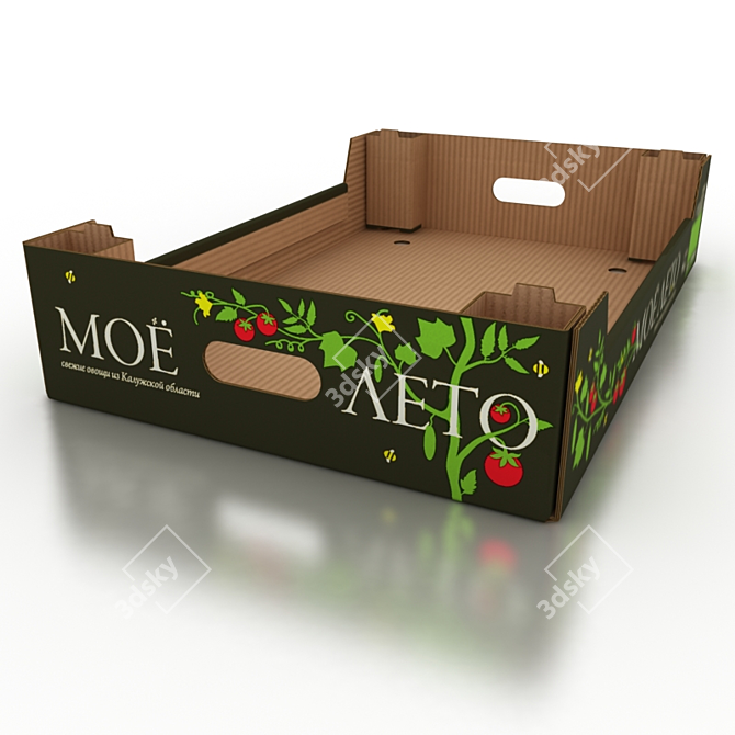 VegBox: Durable Corrugated Packaging 3D model image 2