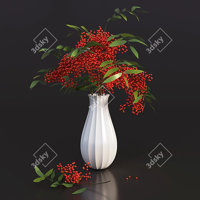 Title: Rowan Blossom in a Vase 3D model image 1