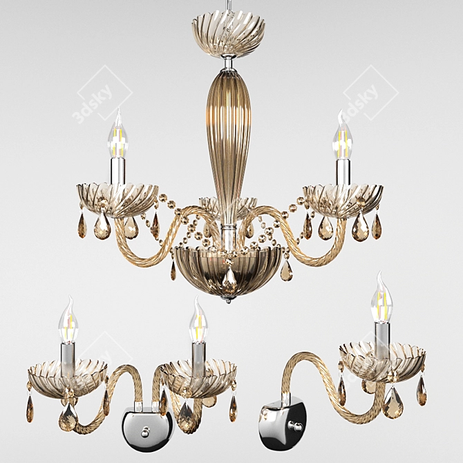 Basilano Chandelier: Stylish Acryl Glass and Chrome Design 3D model image 1