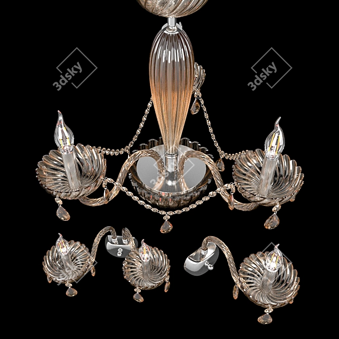 Basilano Chandelier: Stylish Acryl Glass and Chrome Design 3D model image 2