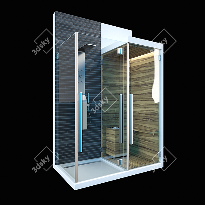 Relax & Refresh: Shower Sauna Combo 3D model image 1