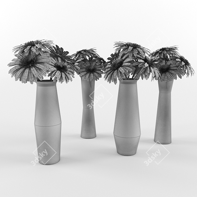 Vibrant Gerbera Bouquets 3D model image 2