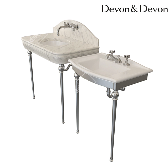 Elegant Devon&Devon Console & Tap Set 3D model image 2