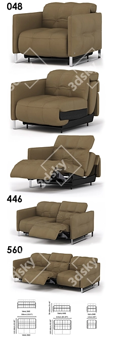 Natuzzi Philo Modular Sofa 3D model image 2