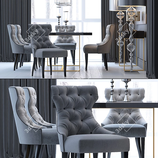 Elegant Home Set: Boutique Table, Guinea Chair, Console, Dervent Chandelier, Ovington Floor Lamp, Urban Wetlands at 3D model image 2