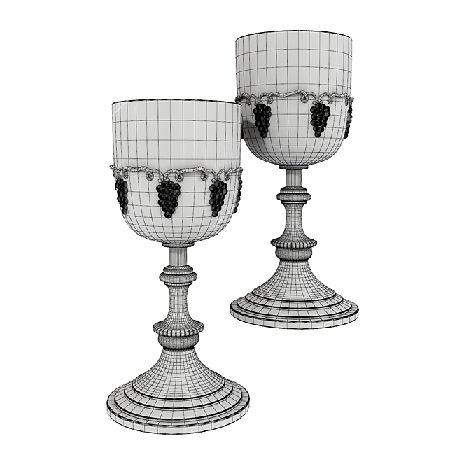 Elegant Victorian Wine Glasses 3D model image 2