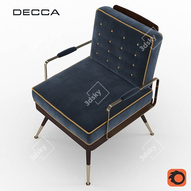 Elegant Decca Armchair | W600xD650xH810 3D model image 3