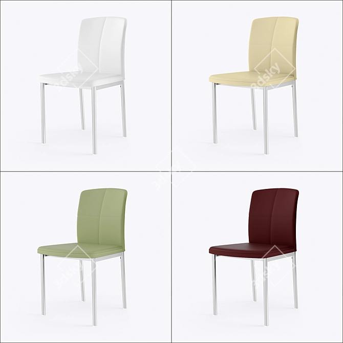 Elegant Eco-Leather Chair 3D model image 2