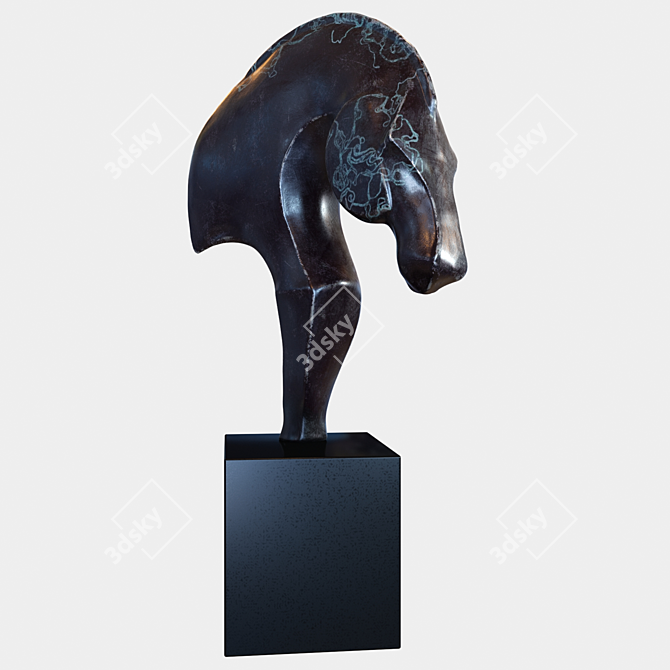 Graceful Equine Art Sculpture 3D model image 1