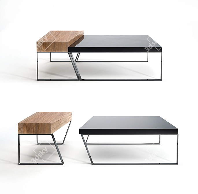 Modern Wooden Coffee Table 3D model image 1