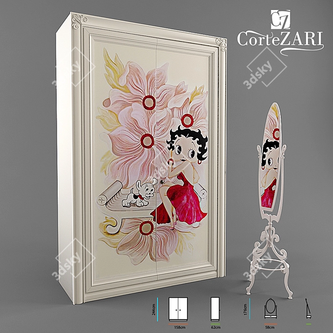 Elegant INCANTO Wardrobe Mirror 3D model image 1