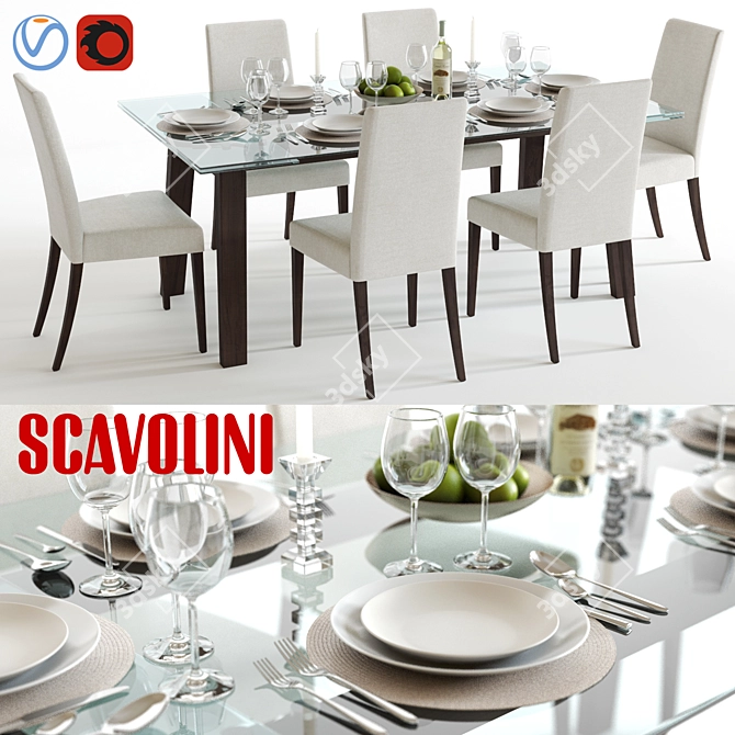 Scavolini Freetime 3D Table Set 3D model image 1