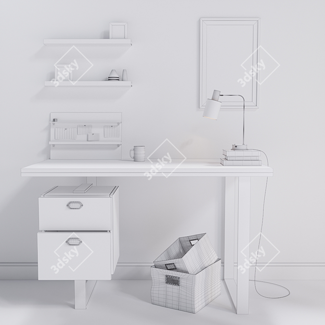 Title: Loft-inspired Workspace Table 3D model image 3