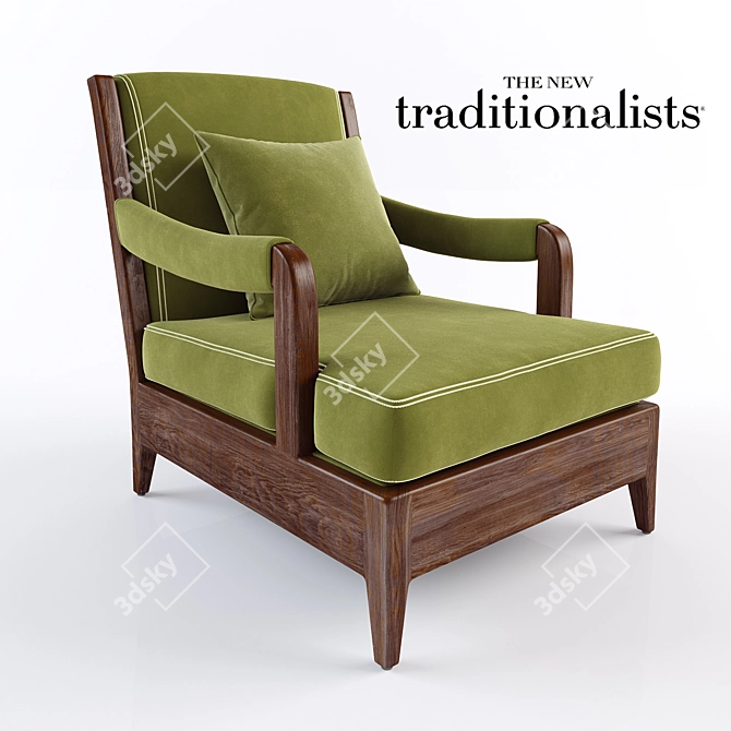 Elegant Handcrafted Chair: The Perfect Combination of Tradition and Style 3D model image 1