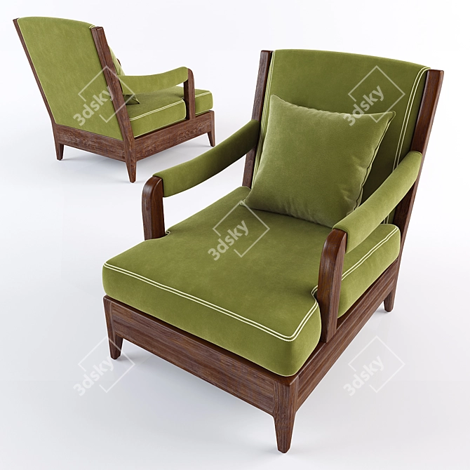 Elegant Handcrafted Chair: The Perfect Combination of Tradition and Style 3D model image 2