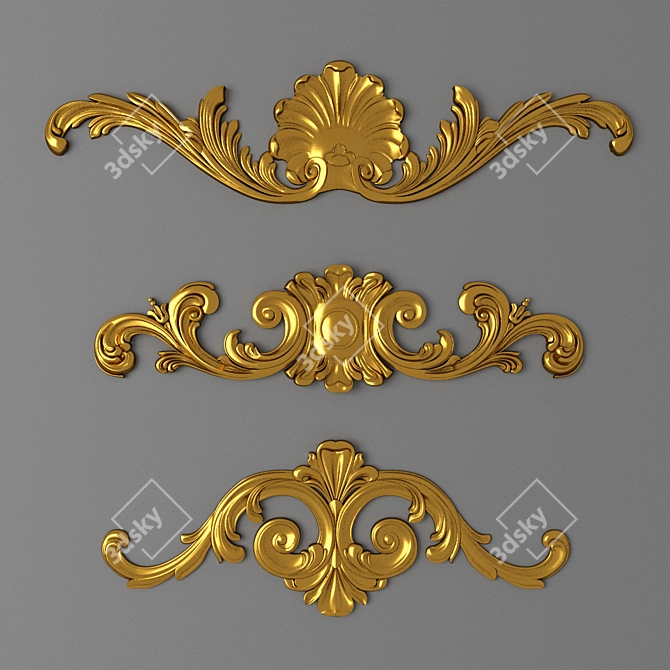 Elegant Carved Elements 3D model image 1