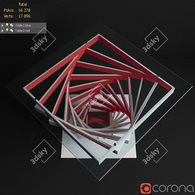 Infinity Table: Dynamic Coffee Table with Rotating Squares 3D model image 3