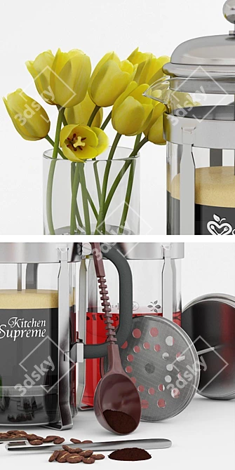 Kitchen Supreme French Press: The Ultimate Coffee & Tea Maker 3D model image 2