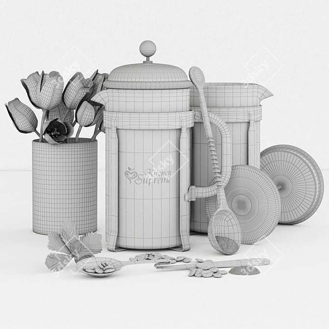 Kitchen Supreme French Press: The Ultimate Coffee & Tea Maker 3D model image 3