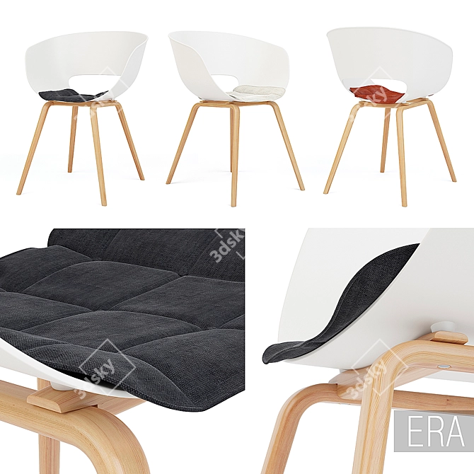 Title: Minimalist Era Chair with Wooden Legs 3D model image 2