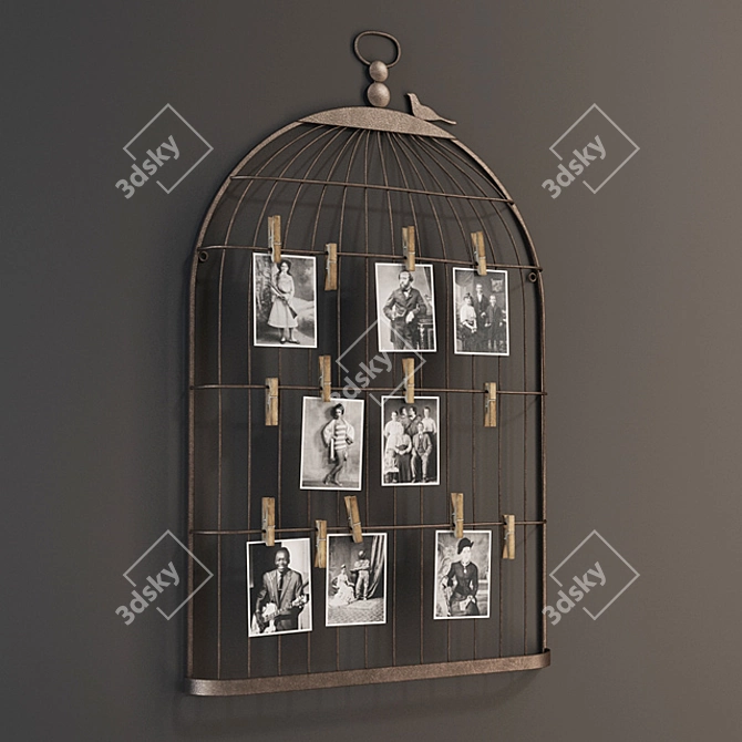 Elegant Metal Birdcage Card Holder 3D model image 1