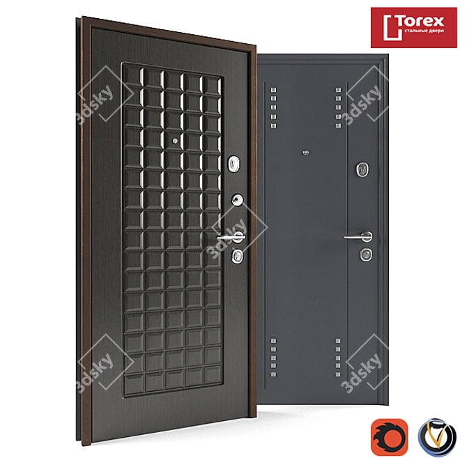 Super Omega 8 Steel Door 3D model image 1