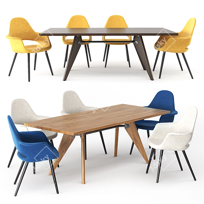 Elevate Your Conference: Organic Solvay Table & Chairs 3D model image 5