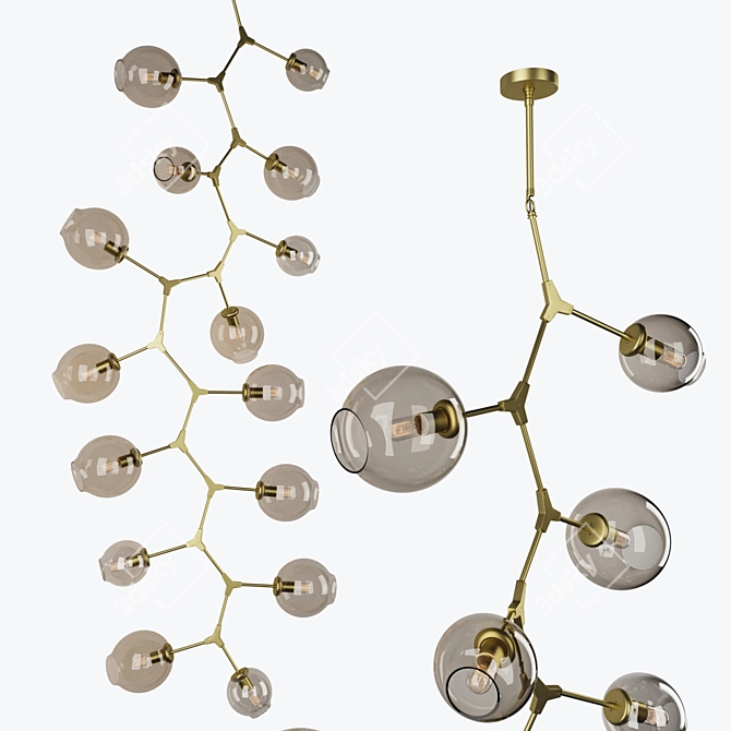 Branching Bubbles 15-Light Suspension 3D model image 1